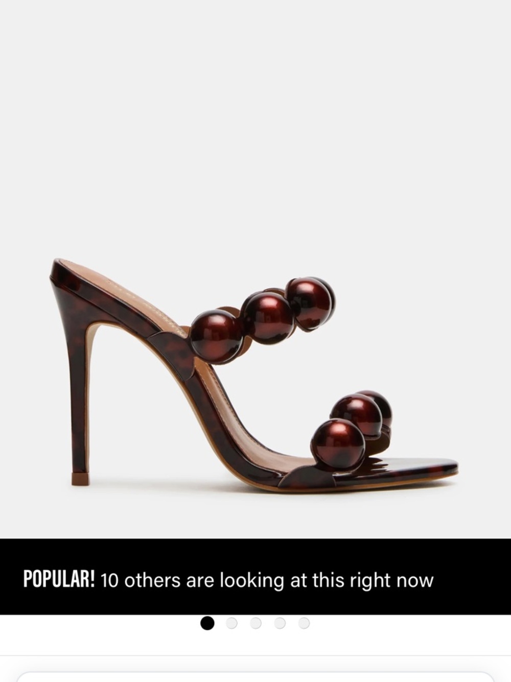 Women's High Heel Bead Strap Slide Sandals in TORTOISE size 6.5